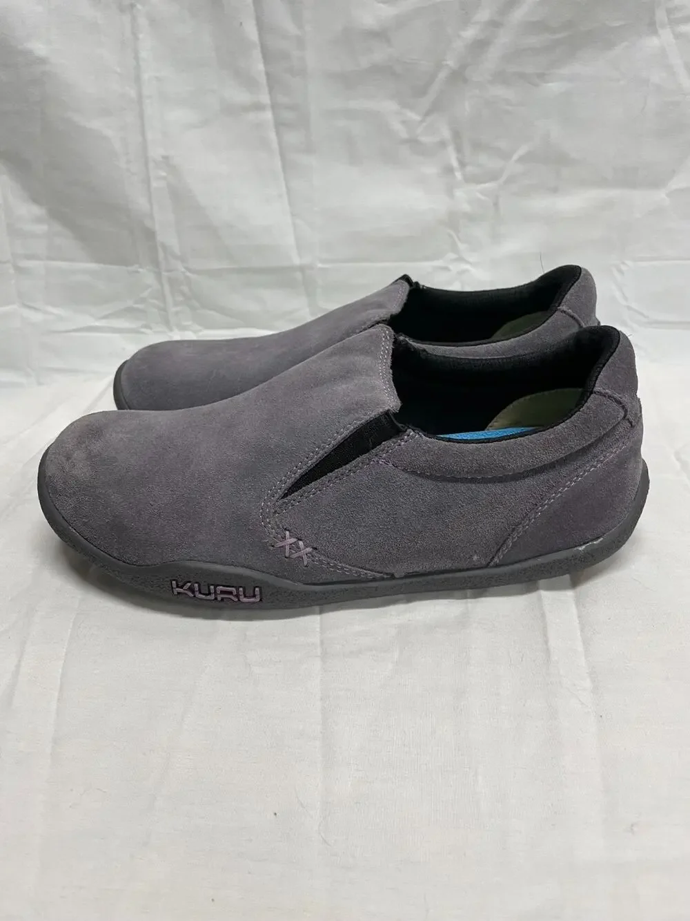 Kuru Women's Kivi Slip-On Suede Leather Shoes Size 7 Gray With Lavender Hue